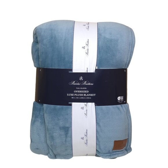 Brooks Brothers Oversized Luxe Plush Blanket Full/Queen 98x92